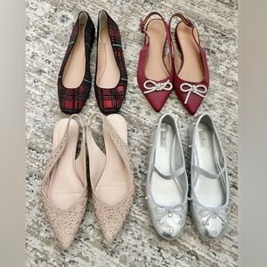 Assorted Women’s Dress Shoes Pointed Toe Slingback Flats Sz 7 Rhinstone Ballet